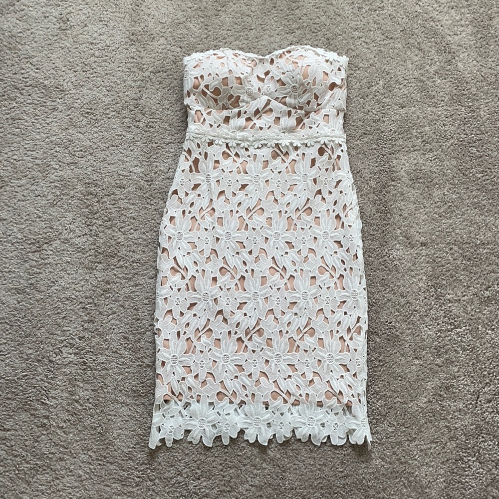 Lulus White Lace Strapless Dress